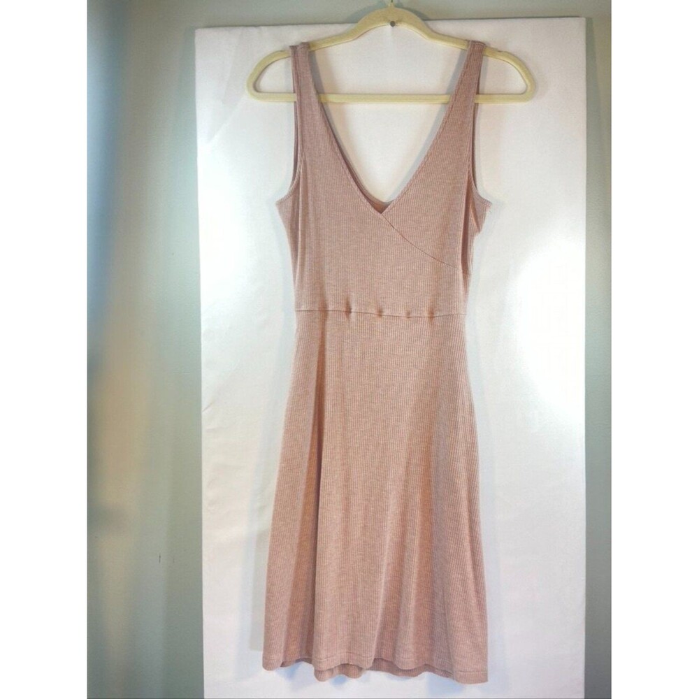 LOLE SZ XSMALL TAN BACK KEY HOLE TANK DRESS CAUSAL MINI SIDE POCKETS